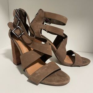 Brown Strappy Block Heel Sandals